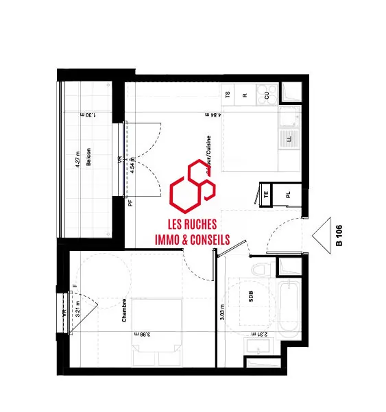 À vendre appartement T2 lumineux de 40,35 m² à Igny, proche commodités 