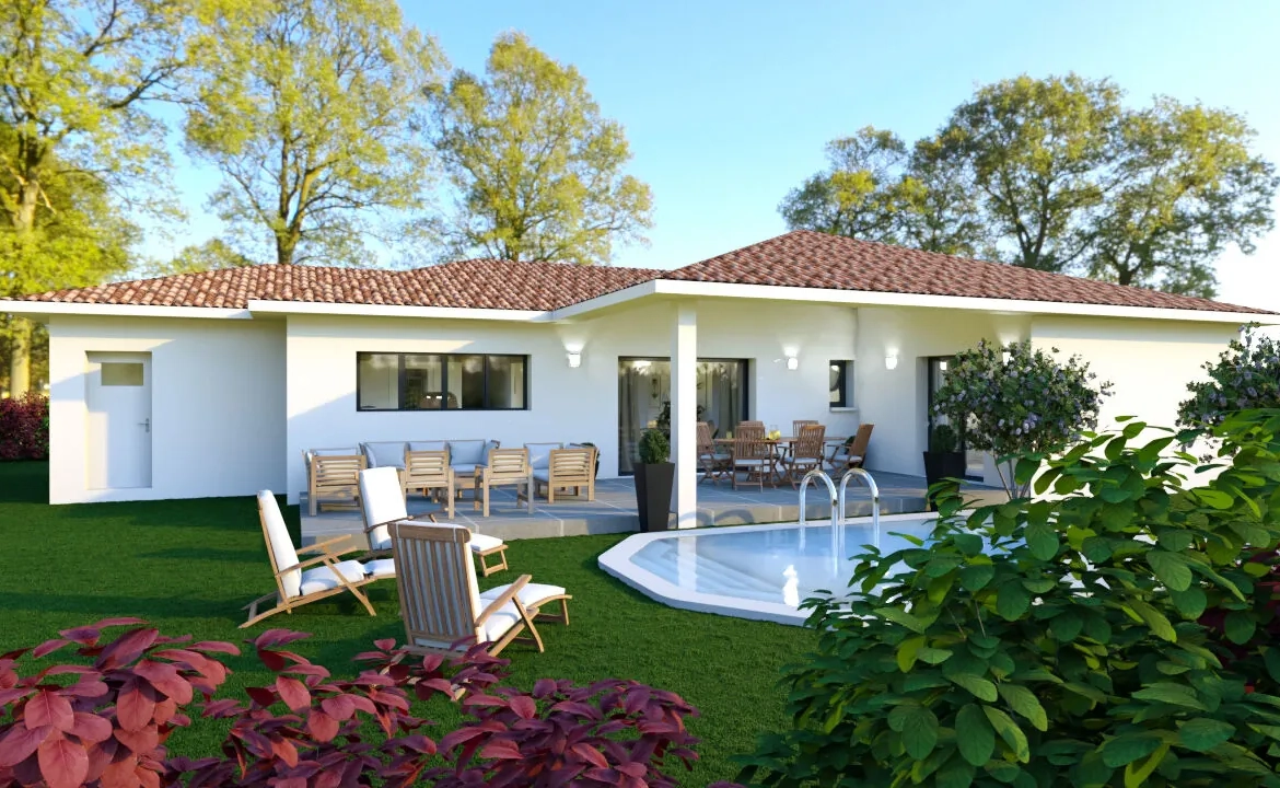 Maison neuve 3 chambres avec garage sur terrain de 977 m² à Bretagne de Marsan 