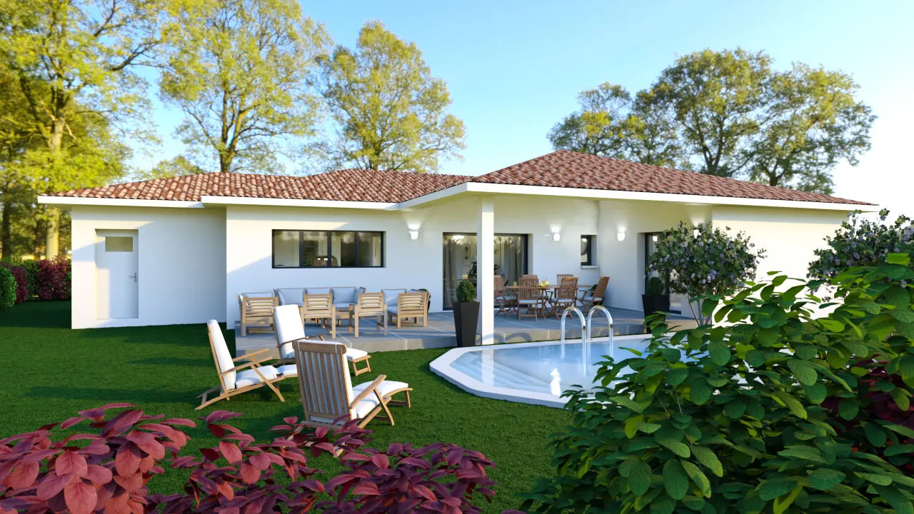 Maison neuve 3 chambres avec garage sur terrain de 977 m² à Bretagne de Marsan 