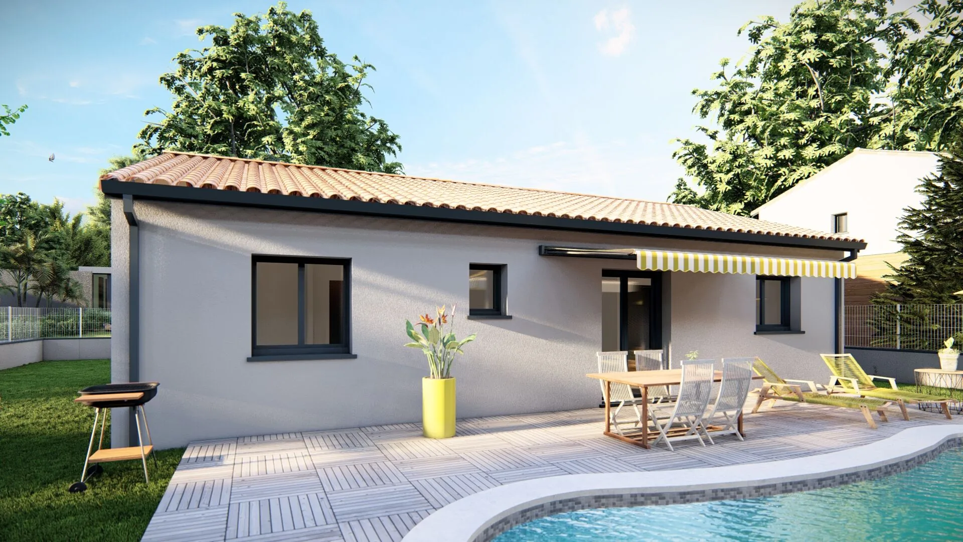 Maison neuve T3 à Gardouch avec garage et terrasse sur terrain de 400 m² 