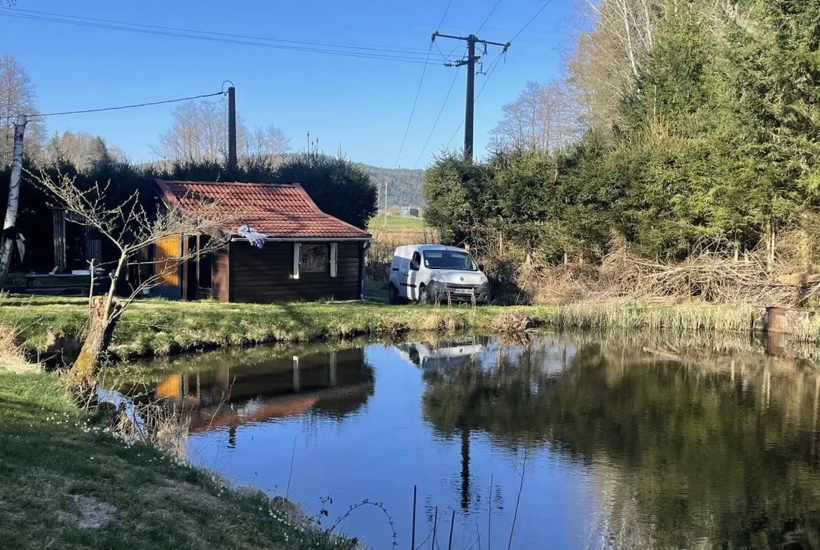 Ensemble de trois étangs avec chalet à Bruyères – Opportunité rare à 88 000 euros 