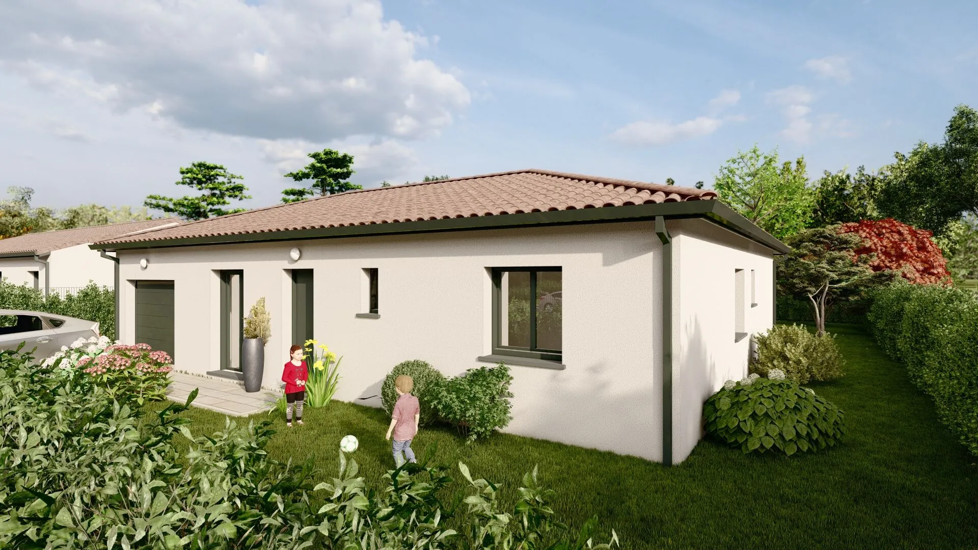 Maison neuve à Muret sur terrain de 729 m² avec garage et séjour lumineux 