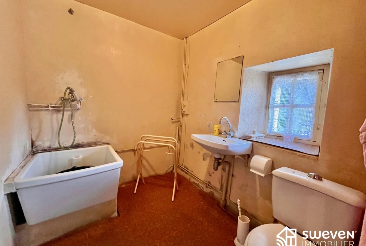 Maison en pierre à vendre dans le village du Volvestre avec cour et jardin 