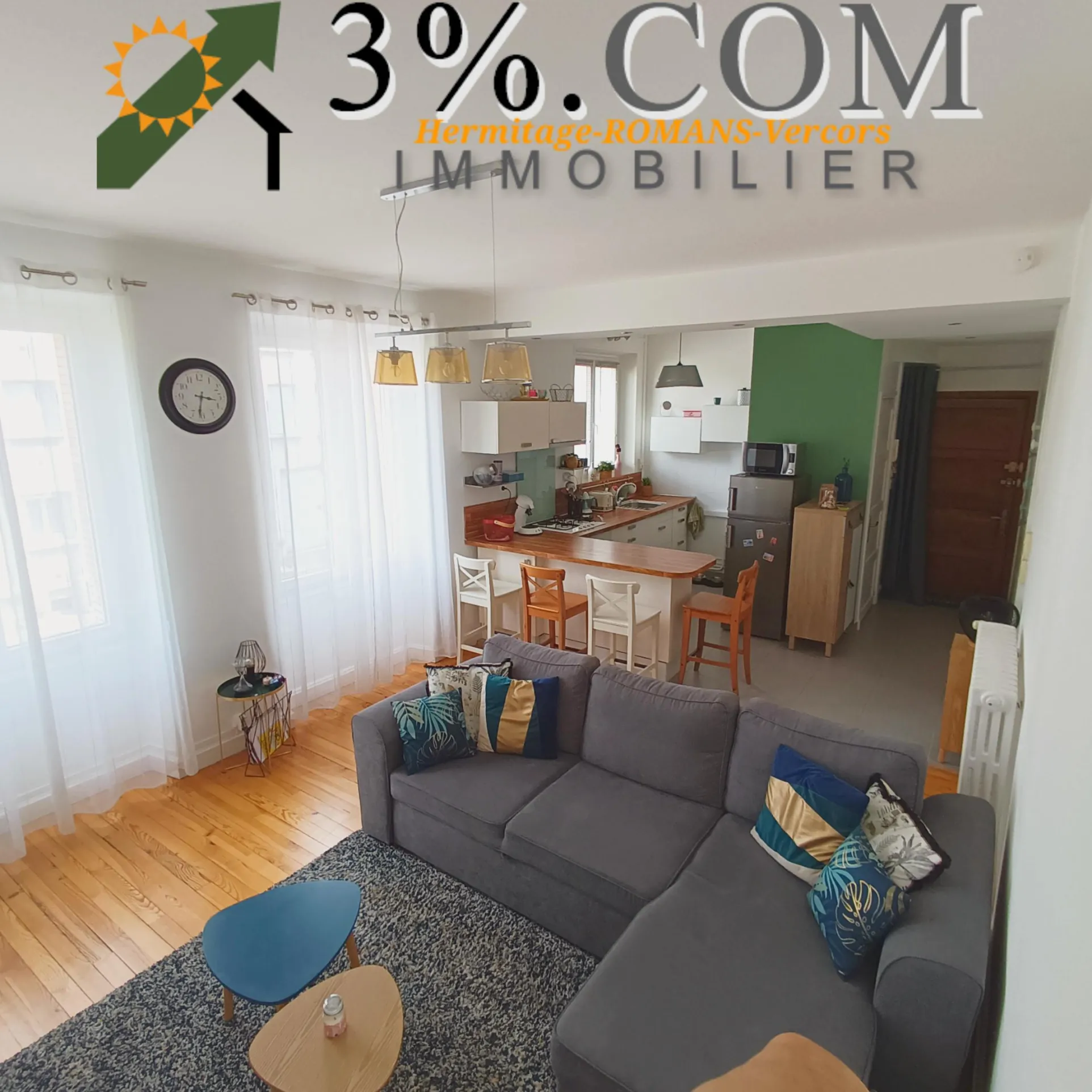 Appartement T3 de 64m² avec parking et caves en centre-ville de Bourg-de-Péage 