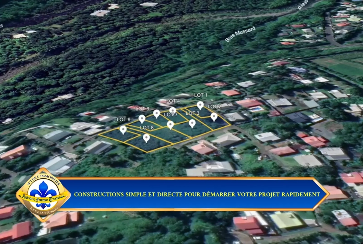 Terrain constructible plat à Saint-Benoît, secteur Bras Mussard, zone UB 