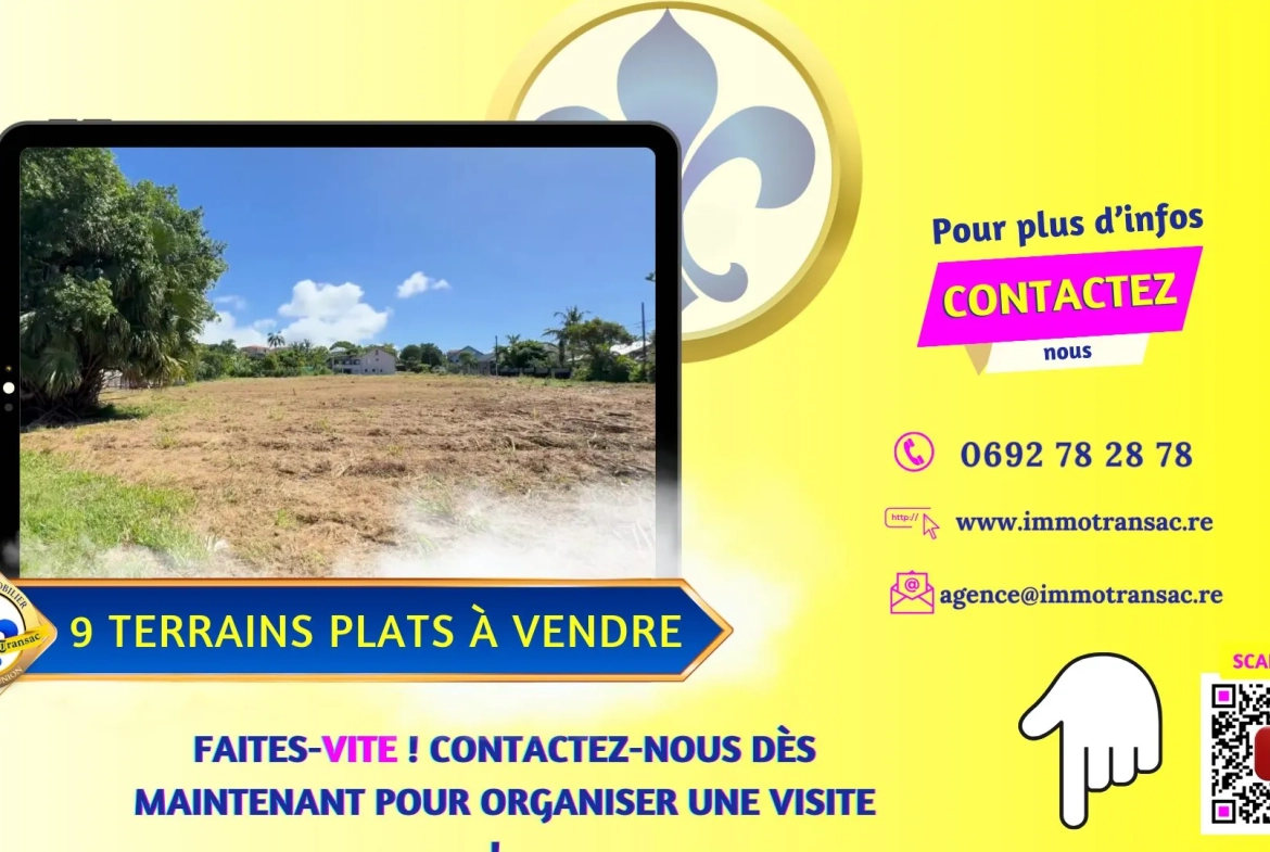 Terrain constructible plat à Saint-Benoît, secteur Bras Mussard, zone UB 