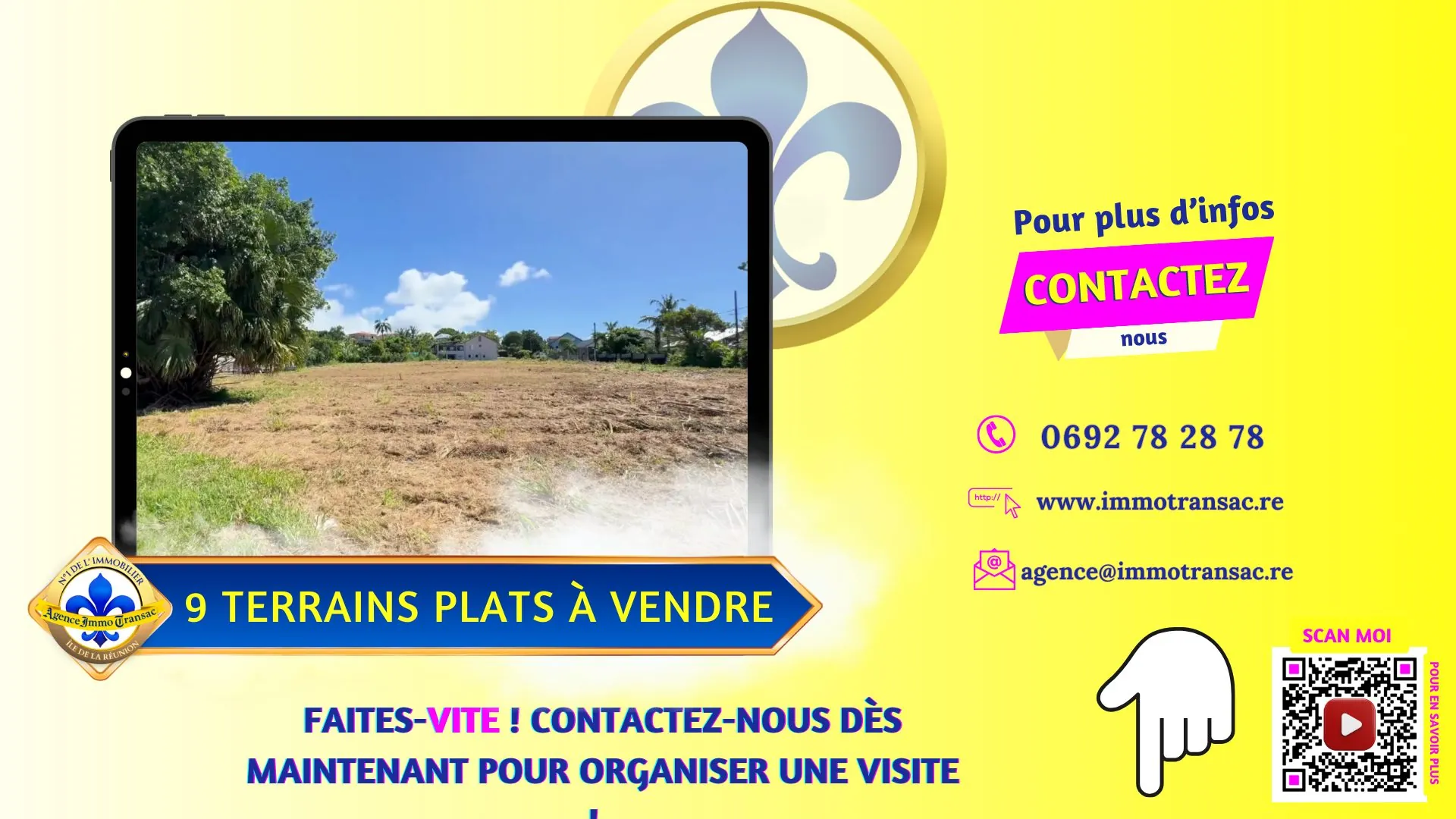 Terrain constructible plat à Saint-Benoît, secteur Bras Mussard, zone UB 