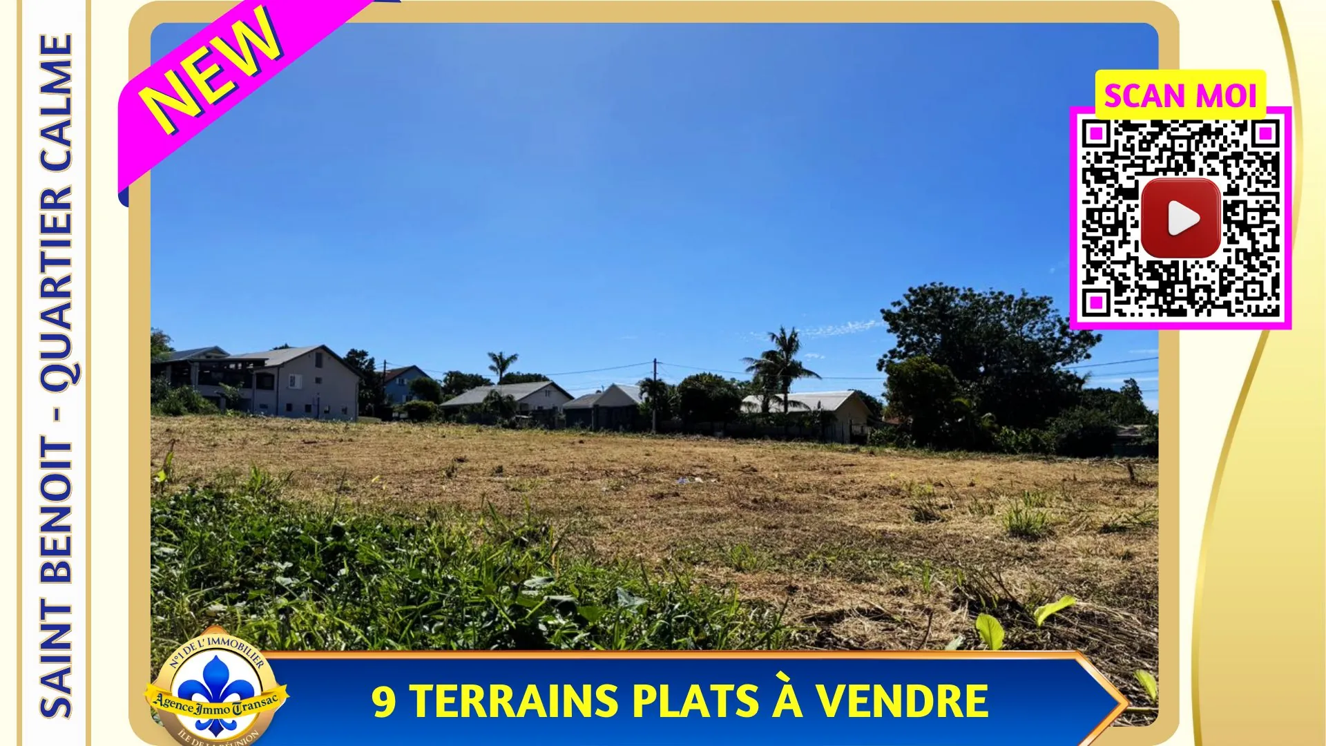 Terrain constructible plat à Saint-Benoît, secteur Bras Mussard, zone UB 