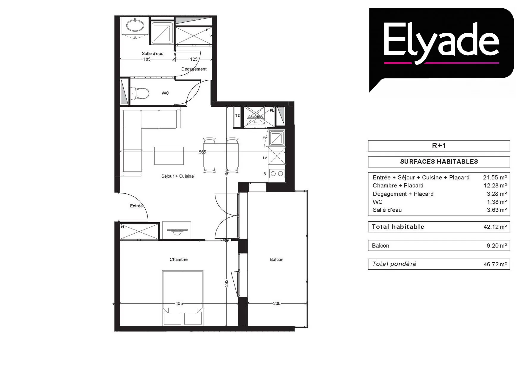 Appartement T2 lumineux de 42,11 m² avec balcon à Bassens 