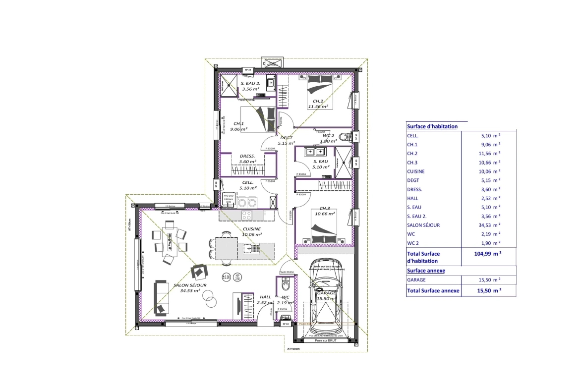 Maison neuve 3 chambres et 105 m² à Mezos, terrain viabilisé 
