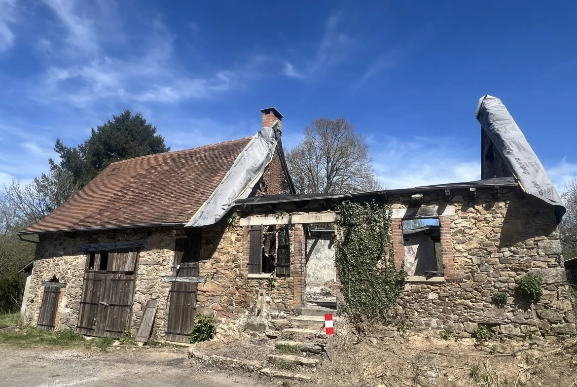 Grange à Meuzac avec garage et terrain de 5851 m² à 30 minutes de Limoges 