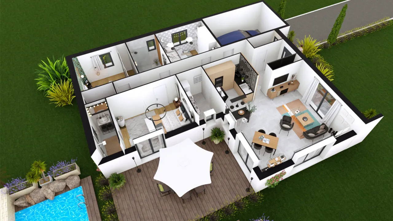 Maison moderne sur mesure avec 3 chambres, garage et terrasse à Pouillon 