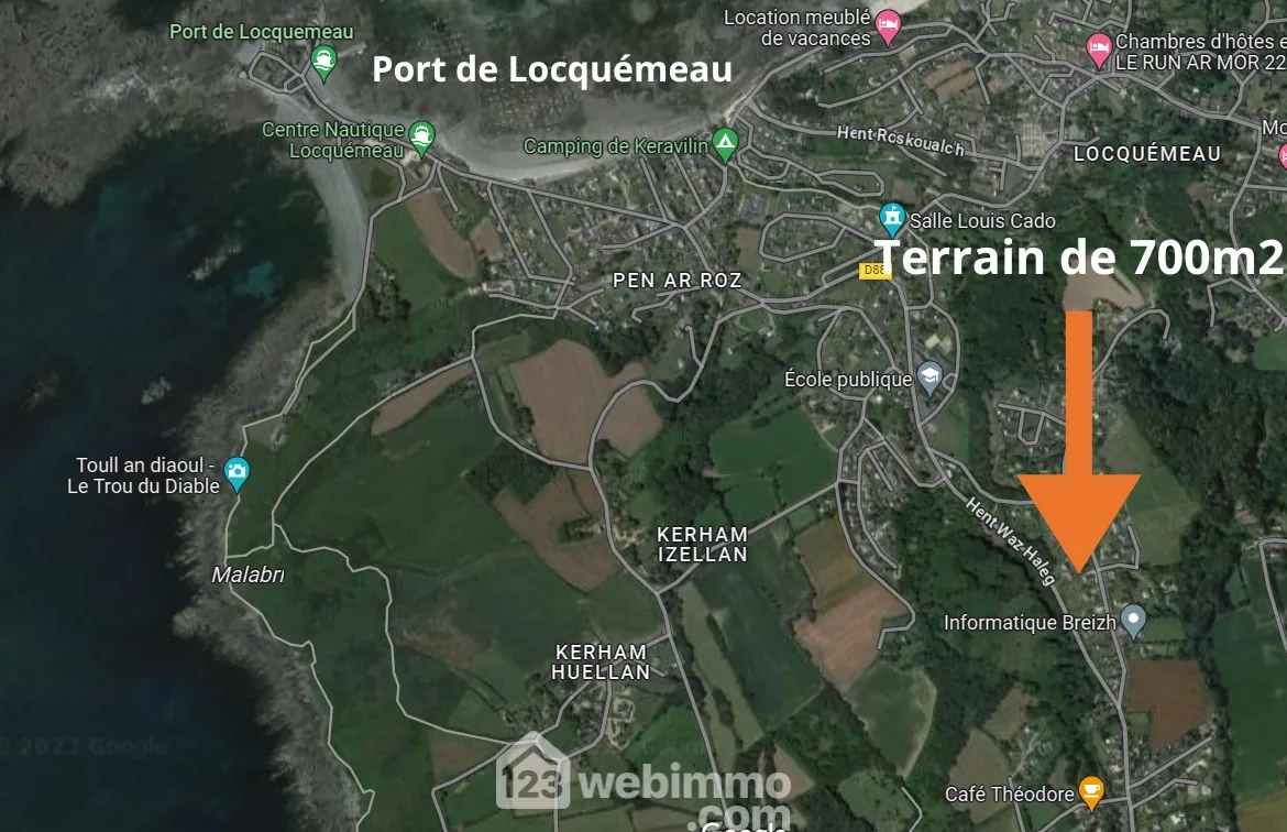 Terrain à bâtir de 700 m² à Trédrez-Locquémeau, proche de la mer 