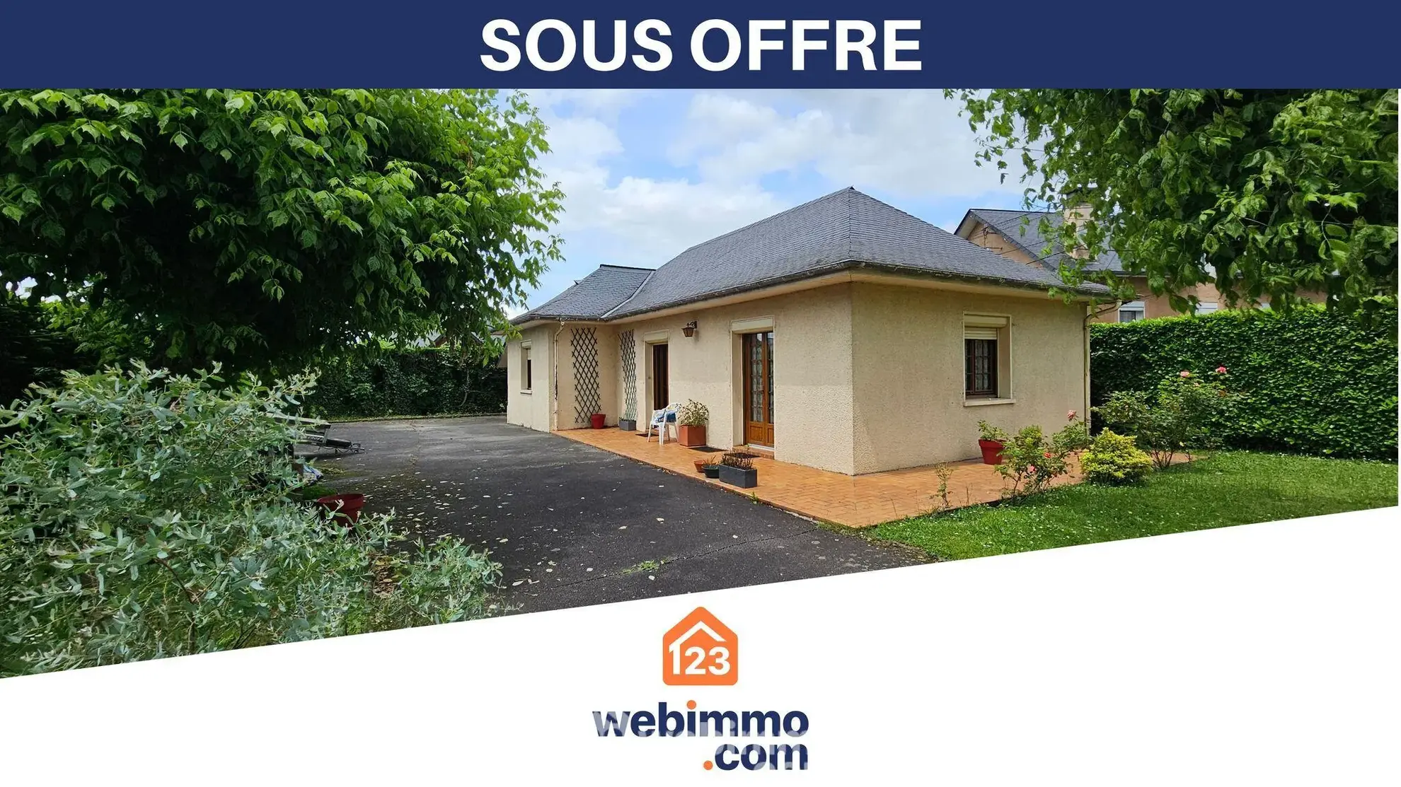 Maison de plain-pied de 74 m² à Coarraze avec garage et terrain clos 