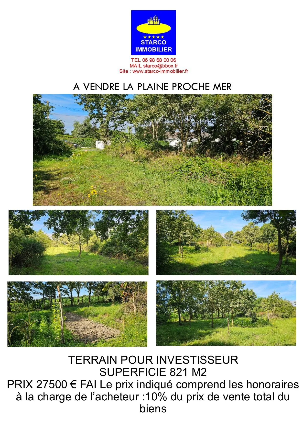 Terrain à vendre à La Plaine sur Mer avec eau et électricité au pied 