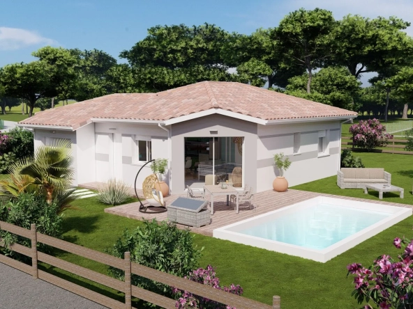 Terrain constructible de 598 m² avec maison moderne à Caupenne