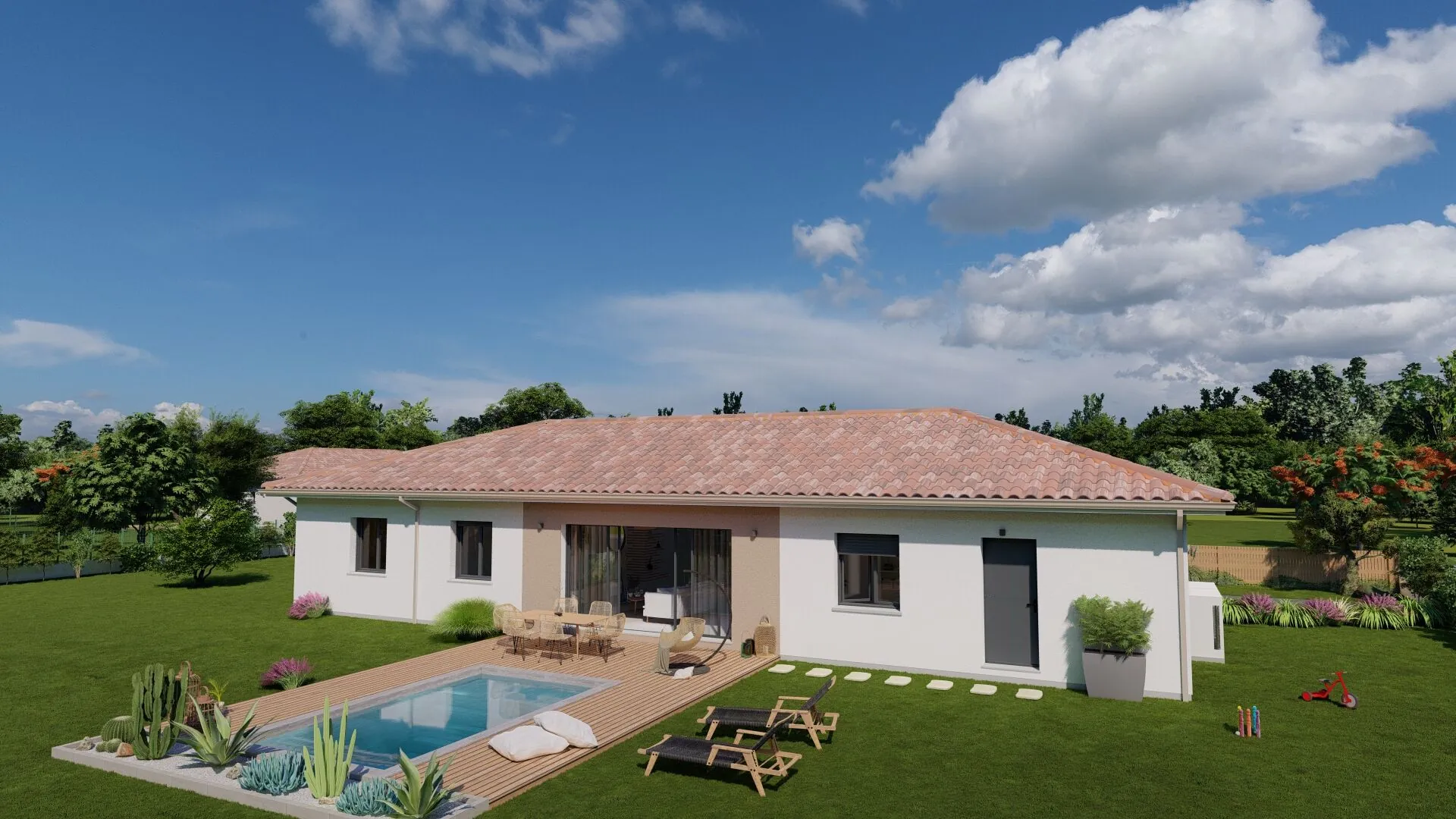 Pavillon neuf de 128 m² à Cazalis avec terrain spacieux - Construction clé en main 