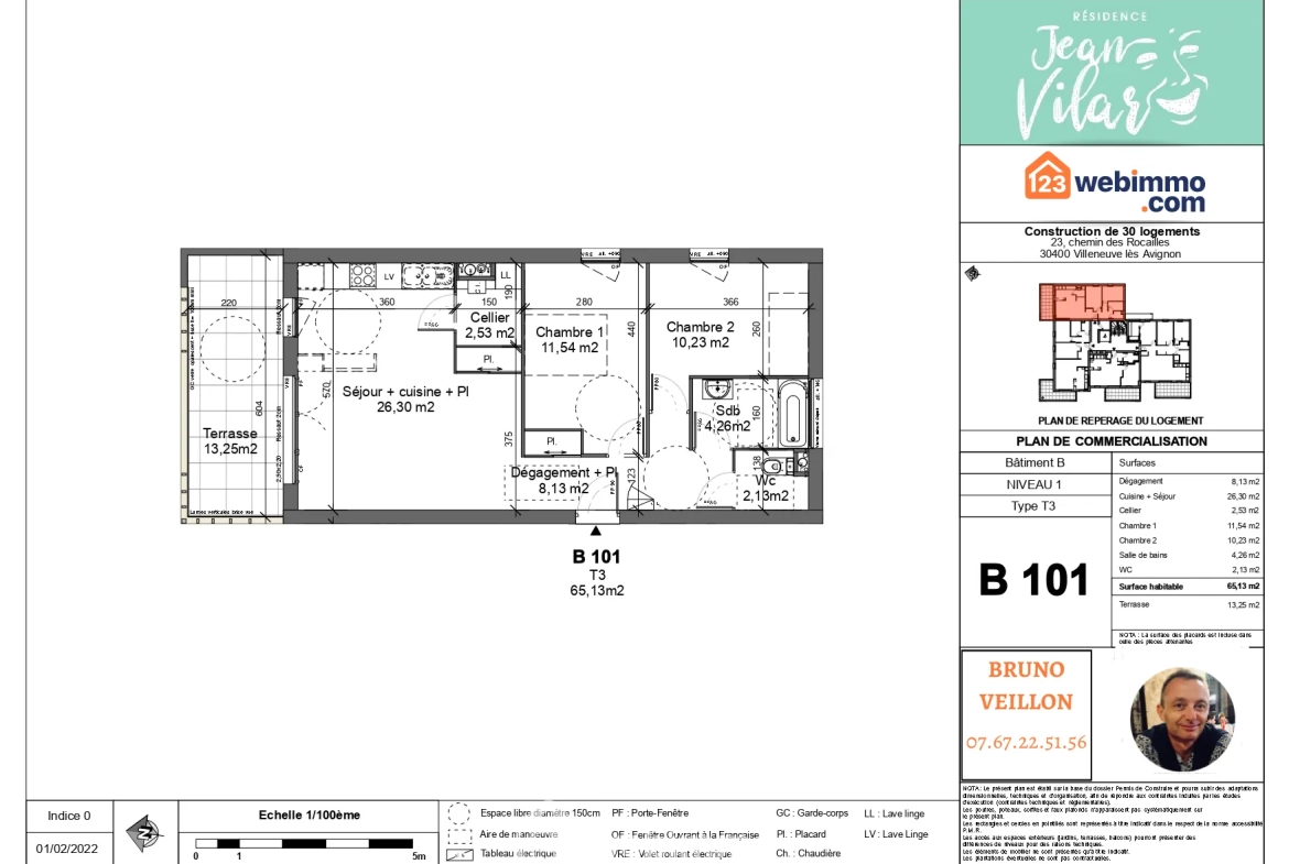 Appartement T3 neuf avec terrasse et parking à Villeneuve-lès-Avignon 