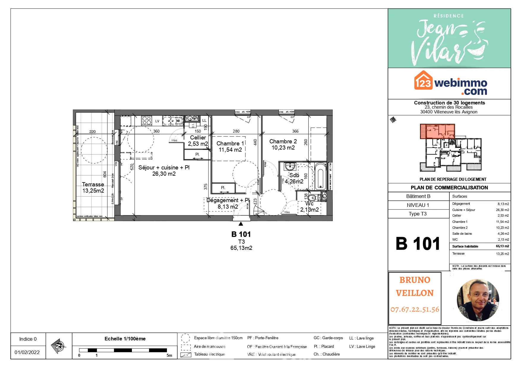 Appartement T3 neuf avec terrasse et parking à Villeneuve-lès-Avignon 