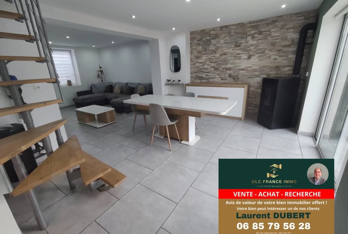 Maison typique rénovée de l'Avesnois avec 3 chambres et grand terrain à vendre 