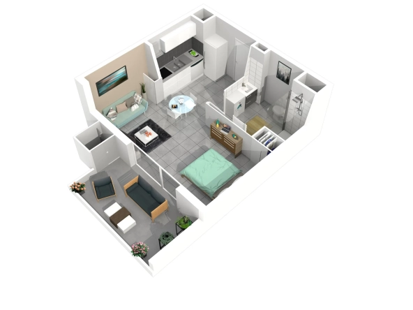 Studio de 29 m² avec terrasse et parking à Montpellier