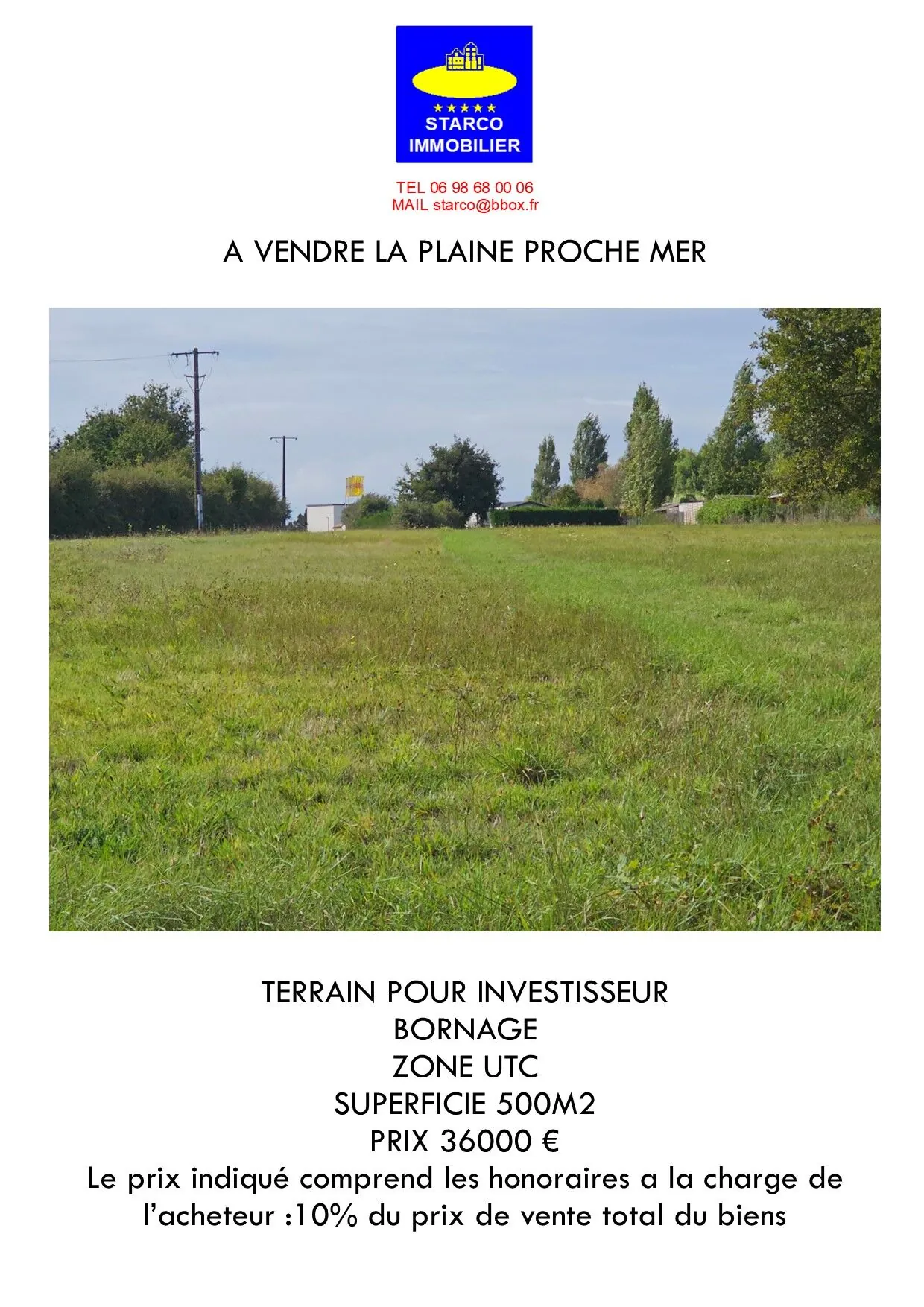 Terrain à vendre à La Plaine-sur-Mer, proximité mer, 500 m² 