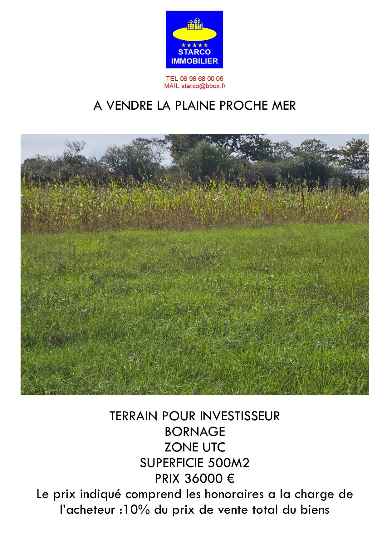 Terrain à vendre à La Plaine-sur-Mer, proximité mer, 500 m² 