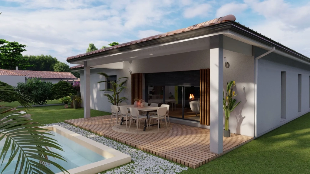 Maison neuve avec grande terrasse à Pey – Terrain inclus