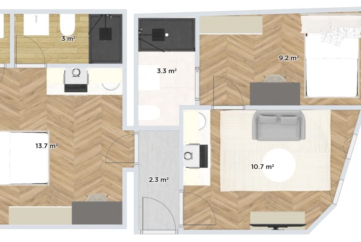 Appartement 2 pièces lumineux de 44,65 m² à Villejuif avec parking et cave 