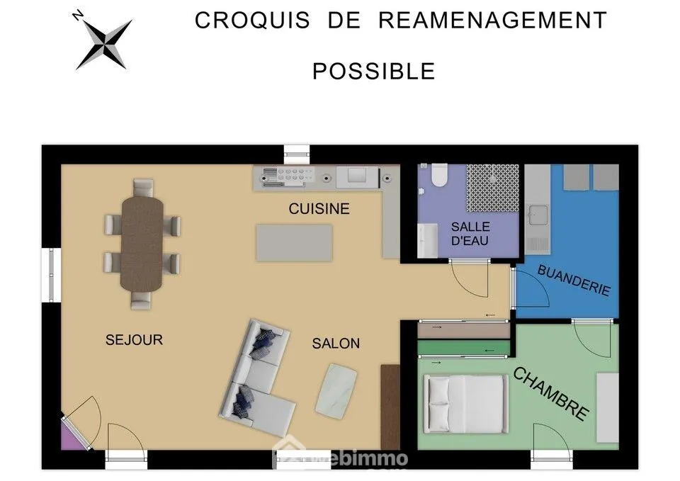 Commerce de 57 m² à Berthegon, ancien salon de coiffure à rénover ou transformer en habitation 