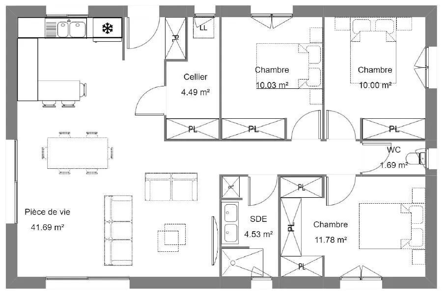 Maison neuve à construire avec 3 chambres à Linxe, proche de l'océan 