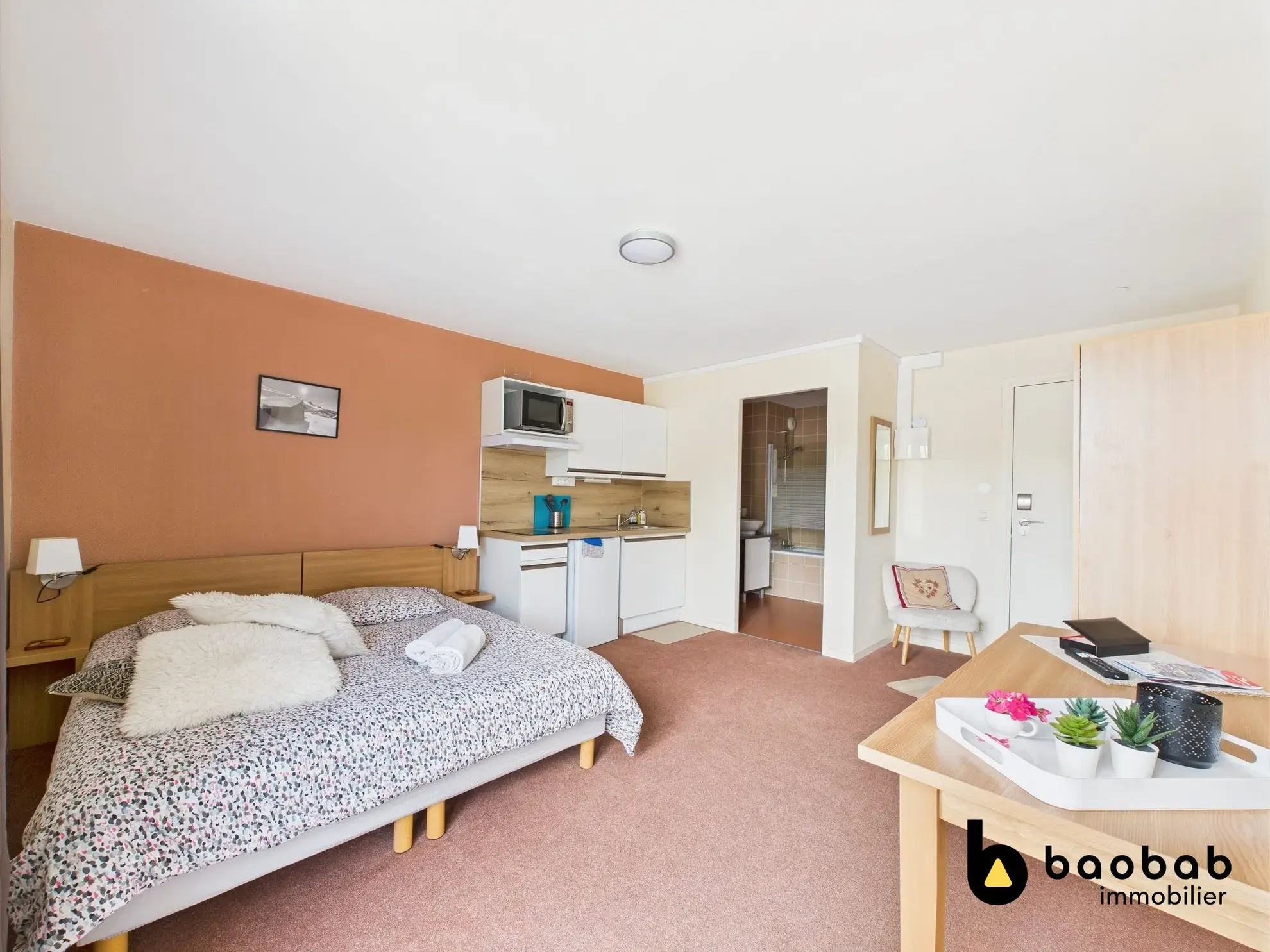 Studio à vendre à LES DESERTS - La Feclaz, résidence avec piscine et vue montagne 