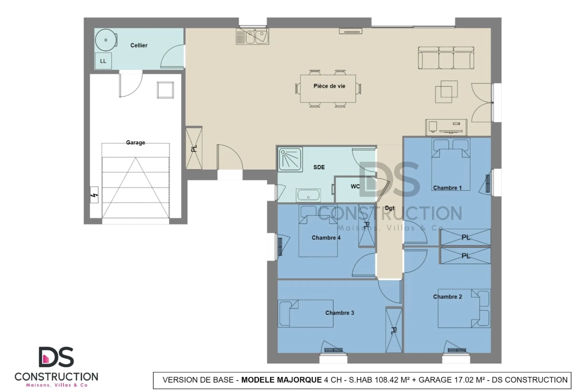 Maison Moderne en L avec Garage à Availles-en-Châtellerault - Conception Personnalisable 