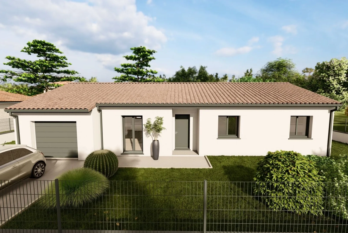 Construction d'une maison neuve à Fontenilles avec terrain de 590 m², 3 chambres, garage et personnalisation complète 