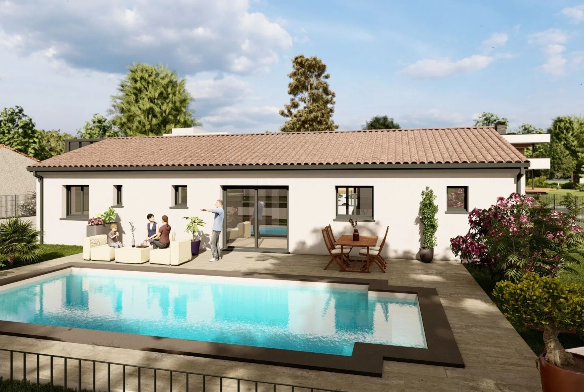 Construction d'une maison neuve à Fontenilles avec terrain de 590 m², 3 chambres, garage et personnalisation complète 