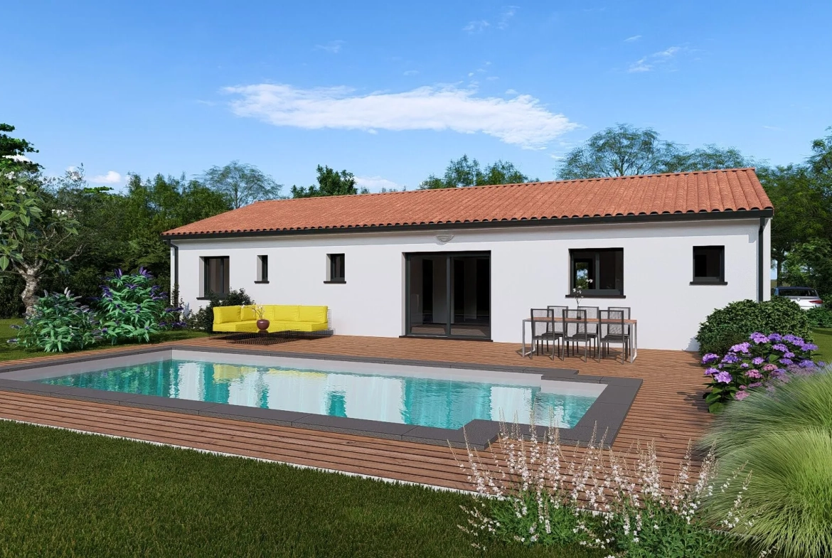 Construction d'une maison neuve à Fontenilles avec terrain de 590 m², 3 chambres, garage et personnalisation complète 