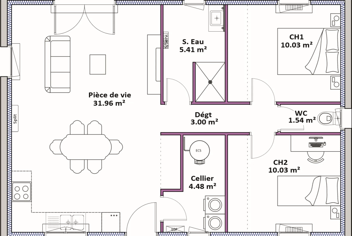 Maison neuve 2 chambres de 66 m² à Grignols dans le Sud-Ouest 