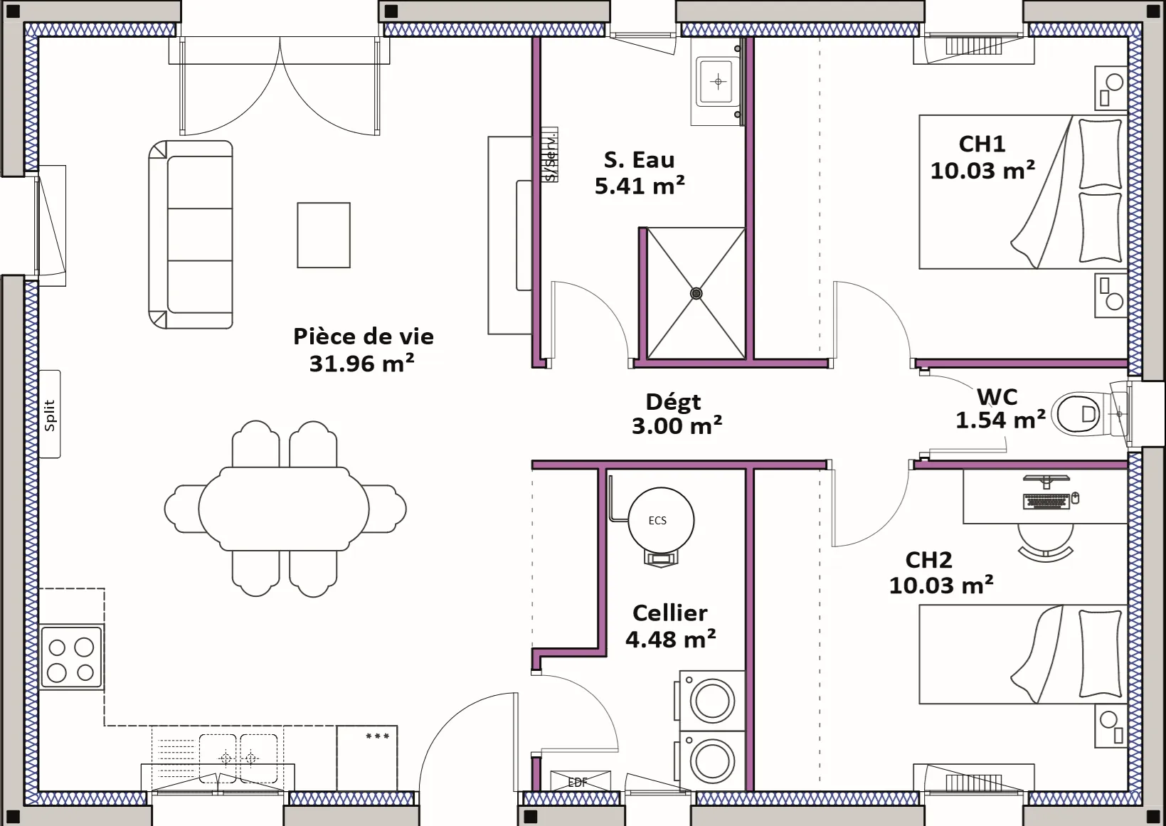 Maison neuve 2 chambres de 66 m² à Grignols dans le Sud-Ouest 