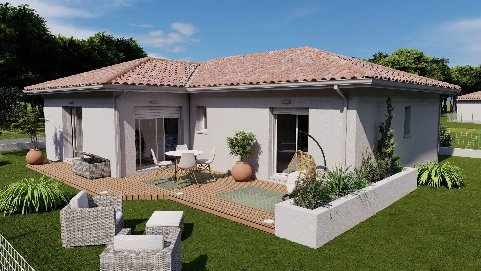 Construction maison moderne sur terrain à Campagne - 87m², 3 chambres 