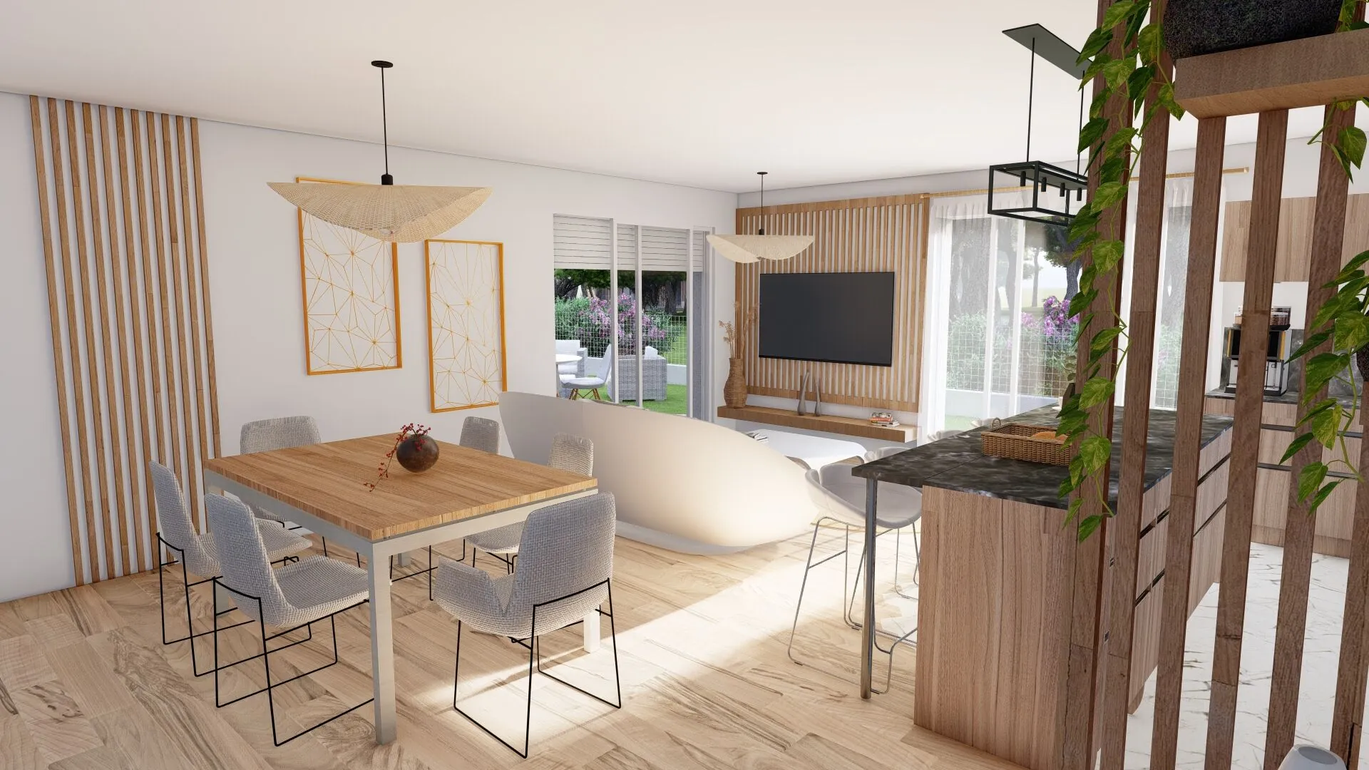 Construction maison moderne sur terrain à Campagne - 87m², 3 chambres 