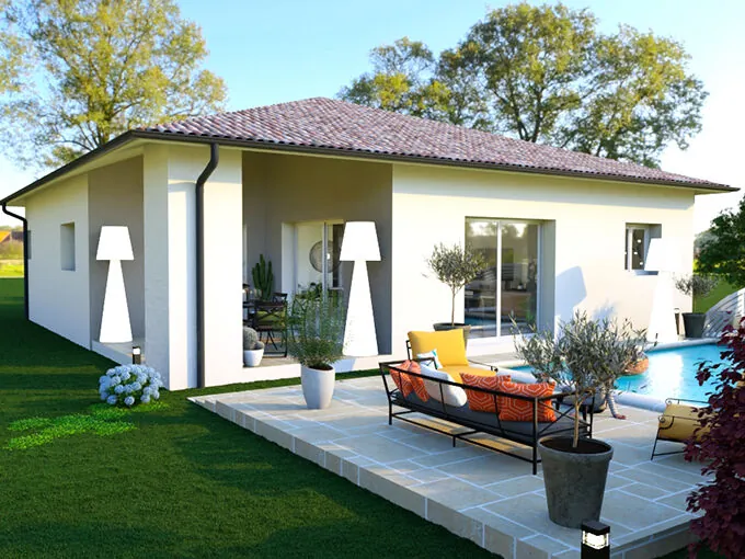 Maison neuve contemporaine à Clermont, proche Dax, 3 chambres, terrasse, faible consommation énergétique 