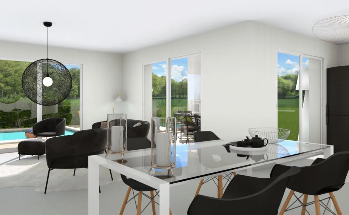 Maison neuve contemporaine à Clermont, proche Dax, 3 chambres, terrasse, faible consommation énergétique 