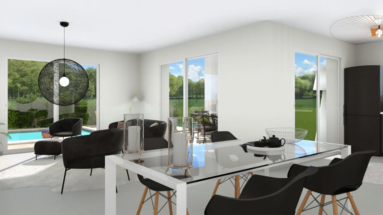 Maison neuve contemporaine à Clermont, proche Dax, 3 chambres, terrasse, faible consommation énergétique 