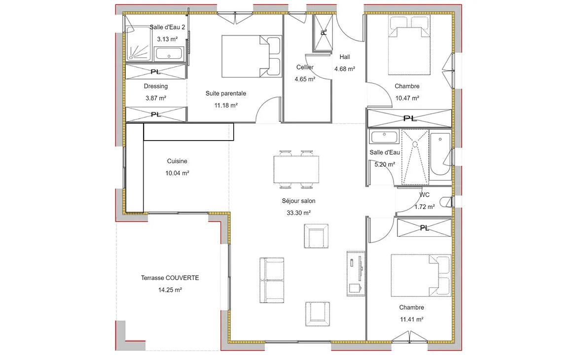 Maison neuve contemporaine à Clermont, proche Dax, 3 chambres, terrasse, faible consommation énergétique 