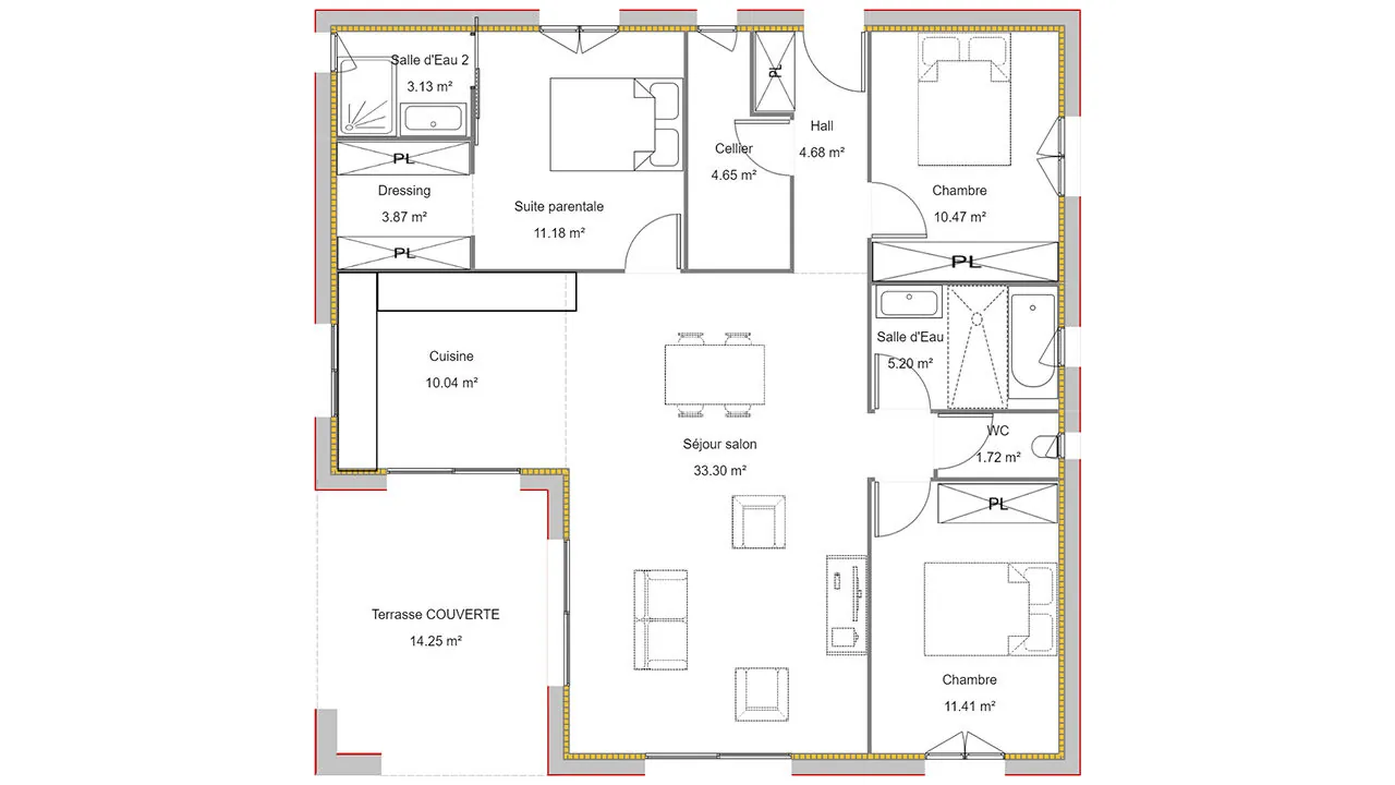 Maison neuve contemporaine à Clermont, proche Dax, 3 chambres, terrasse, faible consommation énergétique 
