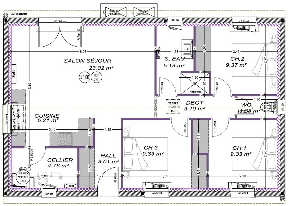 Maison neuve à Lalinde, modèle LIMA avec 3 chambres sur terrain de 950 m² 