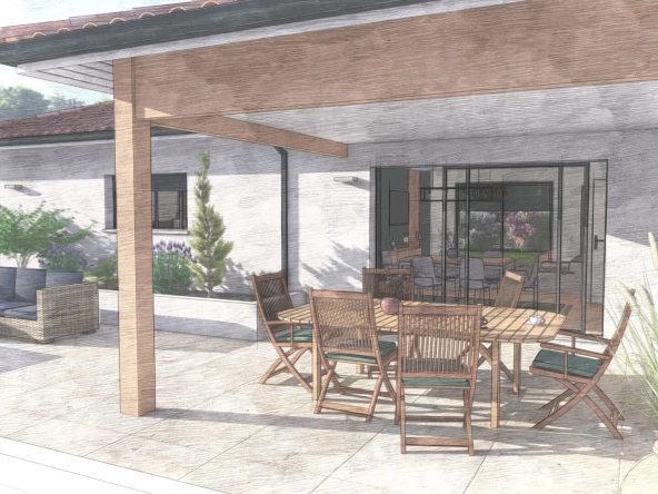 Maison neuve 3 chambres avec terrasse à Miramont Sensacq