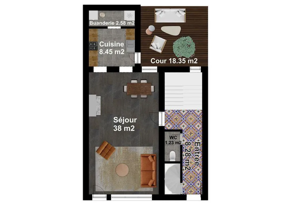 Maison de ville de 144 m² à Poitiers Montierneuf avec cour et caves voûtées 