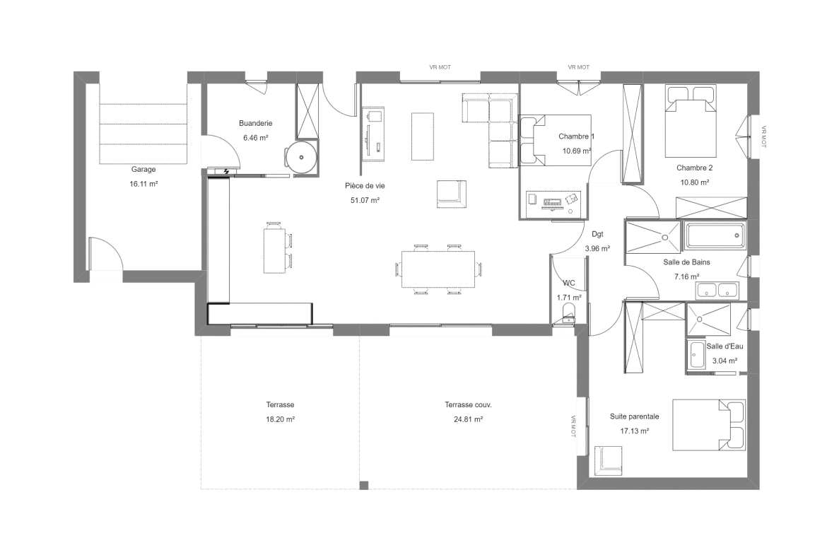 Maison neuve de 112 m² avec 3 chambres à Carcares Sainte-Croix 