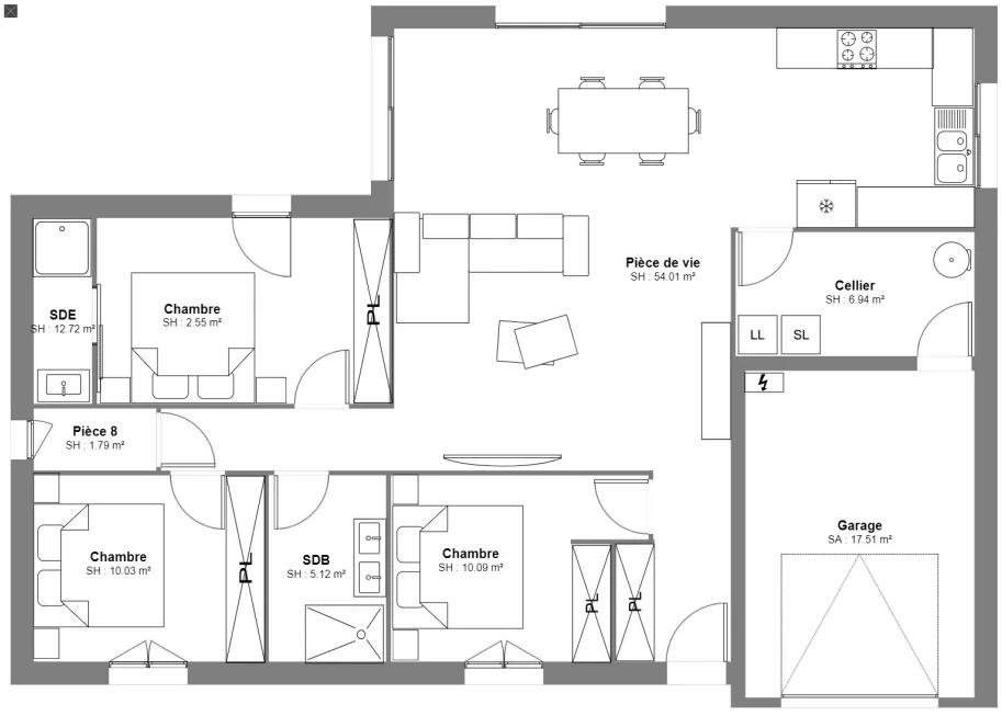 Maison neuve 3 chambres avec grande pièce de vie et terrasse à Uzeste près de Bazas 